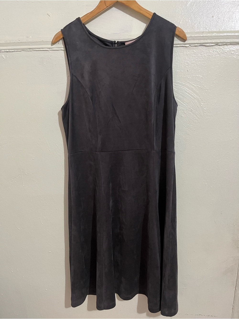 Philosophy Sleeveless Faux Suede A-Line Dress with Subtle Seam Detailing